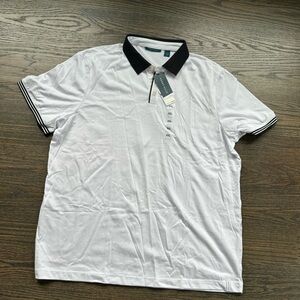 Perry Ellis Mens Icon Activewear Polo Shirt White Black Short Sleeve XXL New
